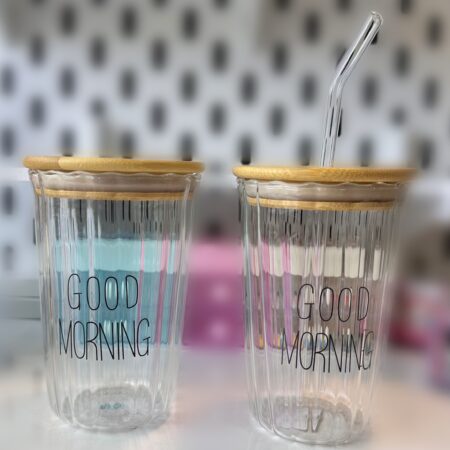 ماگ شیشه ای شیار دار گود مورنینگ